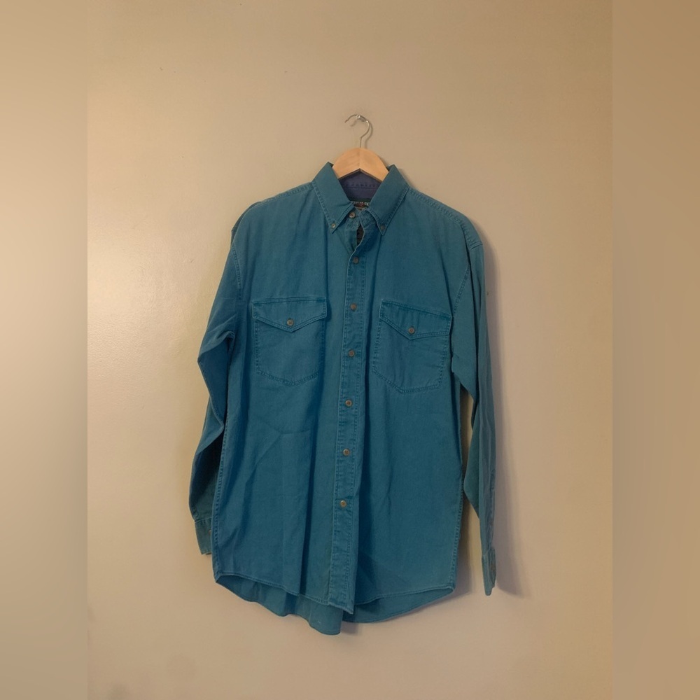 True Vintage American Eagle Button Down Shirt Med green 80s 90’s New old stock